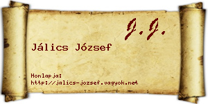Jálics József névjegykártya
